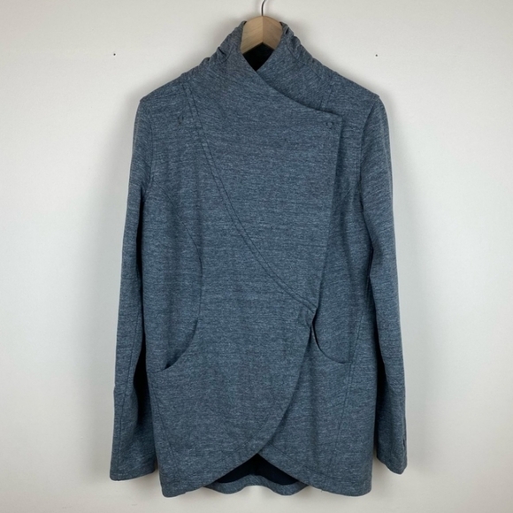 Lululemon That's A Wrap Cardigan Heathered Snow Slub Coal Sz 6 - Picture 7 of 16